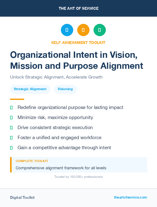 Organizational Intent in Vision, Mission and Purpose Alignment