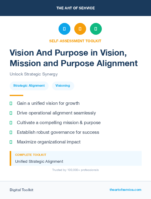Vision And Purpose in Vision, Mission and Purpose Alignment