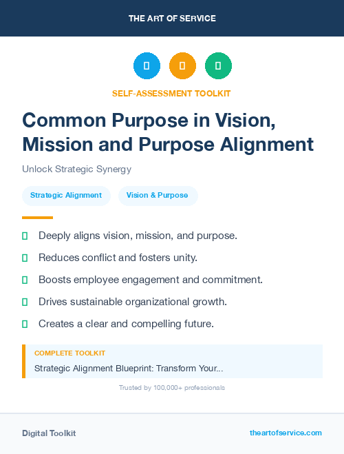 Common Purpose in Vision, Mission and Purpose Alignment