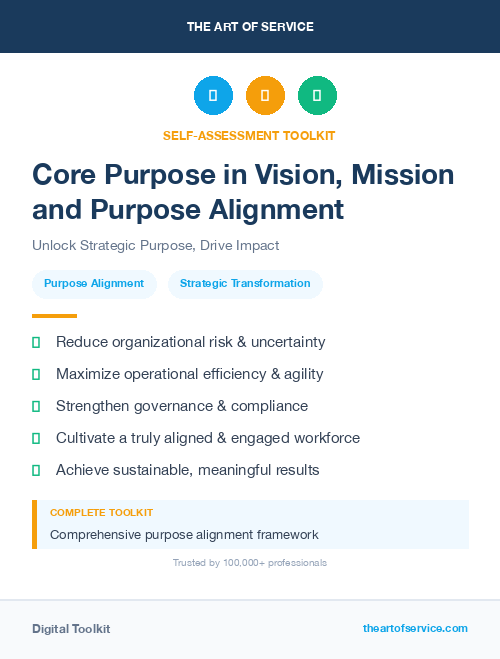 Core Purpose in Vision, Mission and Purpose Alignment