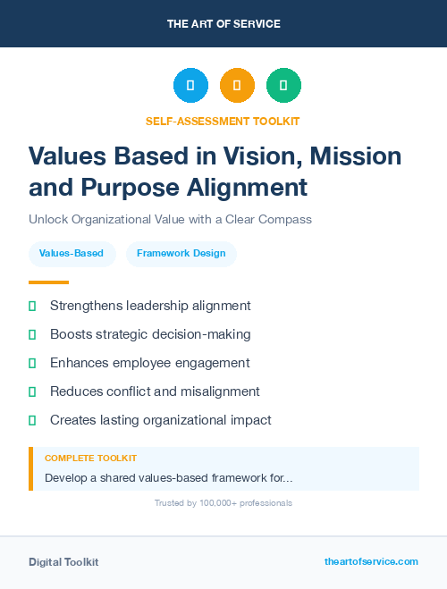 Values Based in Vision, Mission and Purpose Alignment