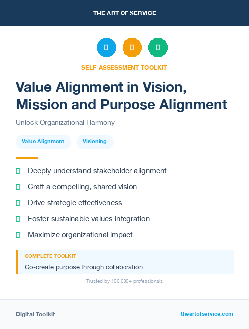 Value Alignment in Vision, Mission and Purpose Alignment