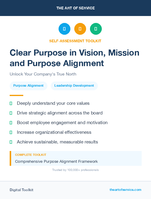 Clear Purpose in Vision, Mission and Purpose Alignment