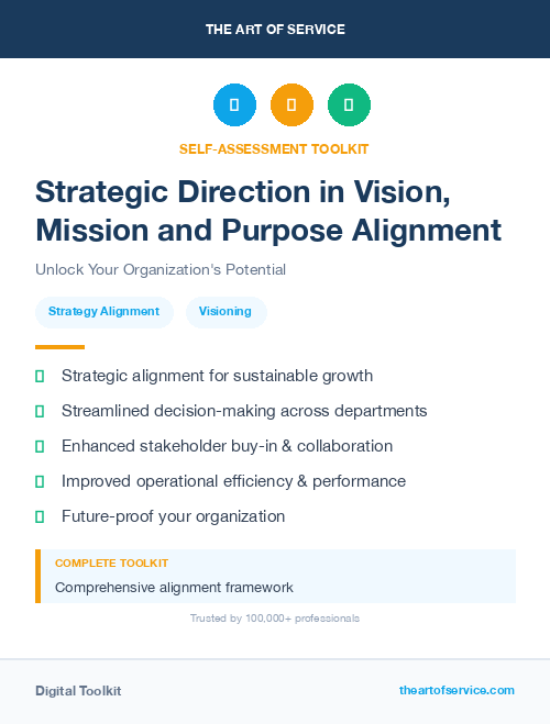 Strategic Direction in Vision, Mission and Purpose Alignment