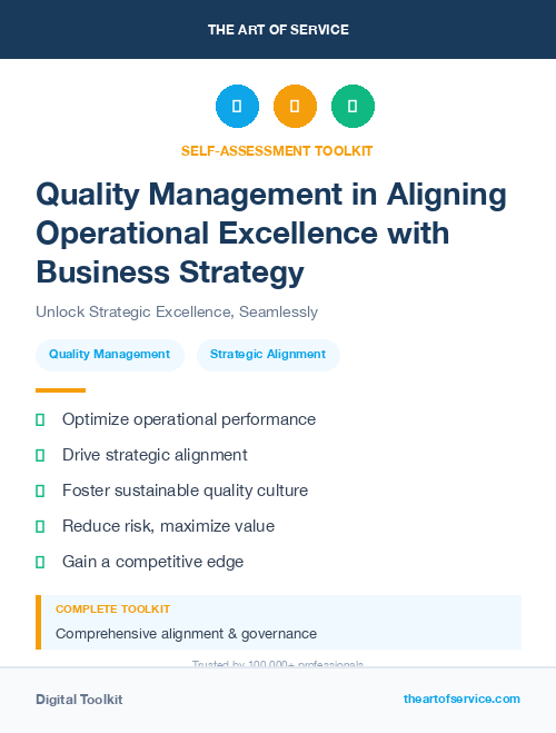 Quality Management in Aligning Operational Excellence with Business Strategy