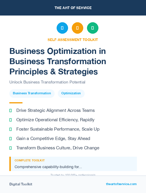 Business Optimization in Business Transformation Principles & Strategies