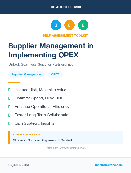 Supplier Management in Implementing OPEX