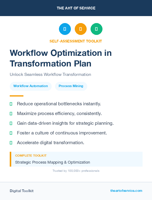 Workflow Optimization in Transformation Plan