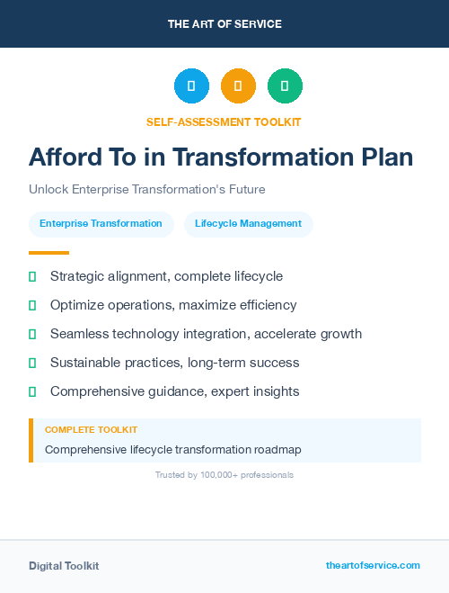 Afford To in Transformation Plan