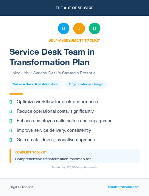 Service Desk Team in Transformation Plan