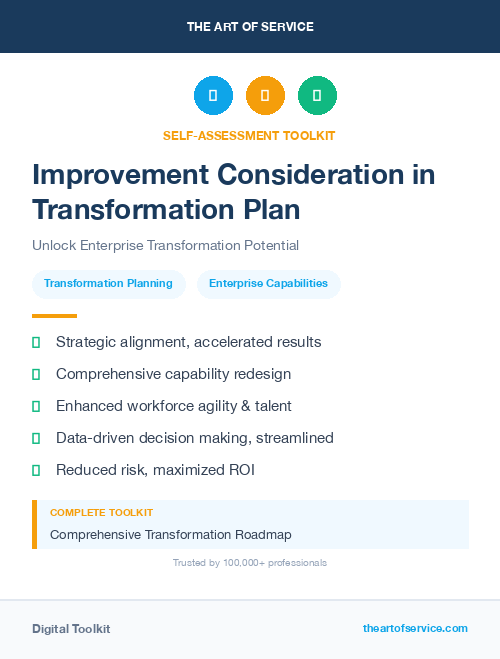 Improvement Consideration in Transformation Plan