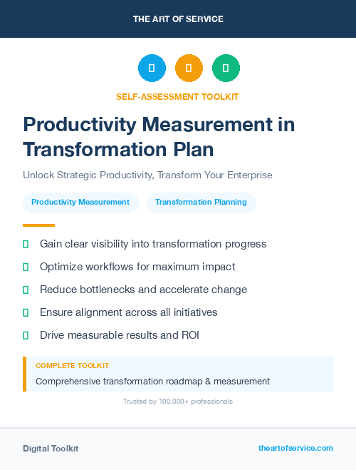 Productivity Measurement in Transformation Plan