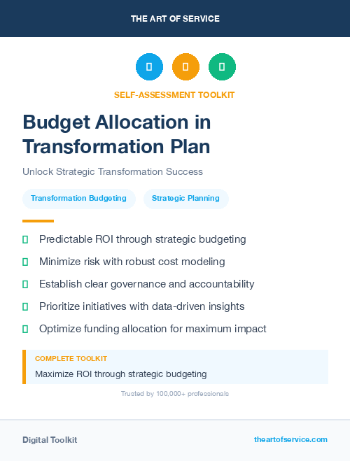 Budget Allocation in Transformation Plan