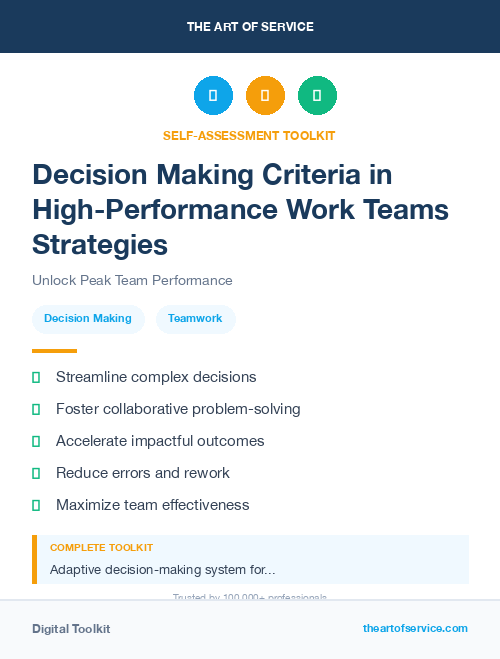 Decision Making Criteria in High-Performance Work Teams Strategies