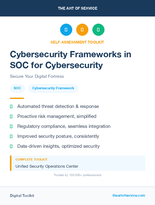 Cybersecurity Frameworks in SOC for Cybersecurity