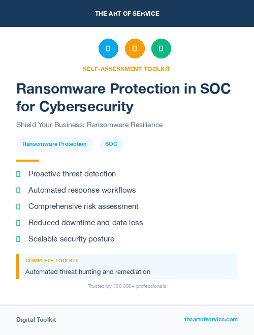 Ransomware Protection in SOC for Cybersecurity