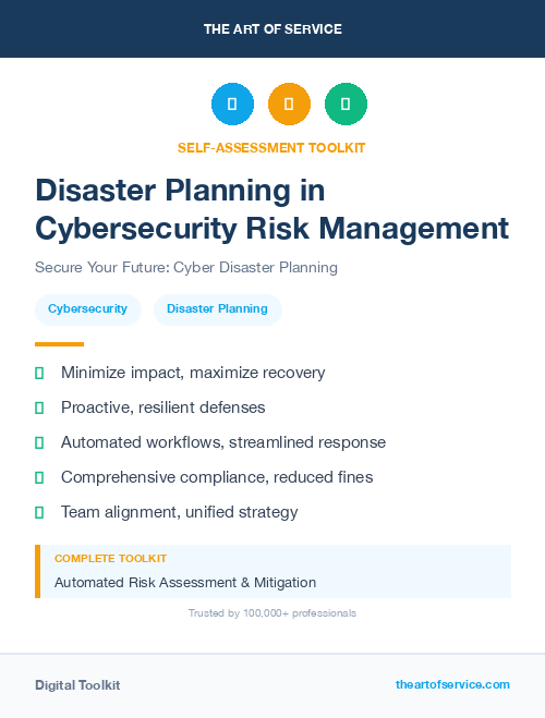Disaster Planning in Cybersecurity Risk Management