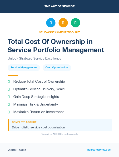 Total Cost Of Ownership in Service Portfolio Management