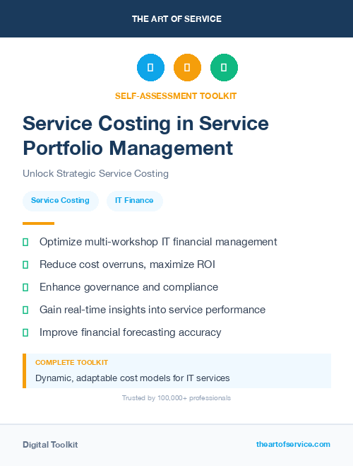 Service Costing in Service Portfolio Management