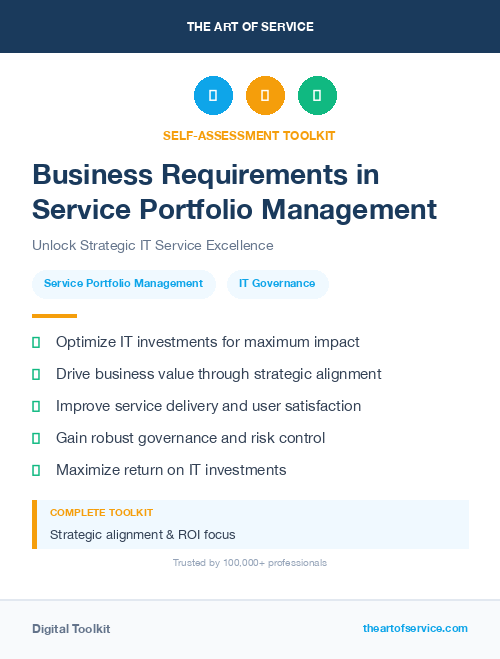 Business Requirements in Service Portfolio Management