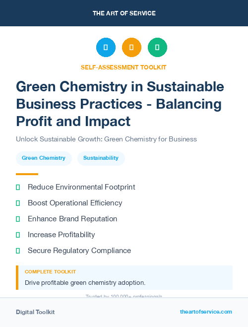 Green Chemistry in Sustainable Business Practices - Balancing Profit and Impact