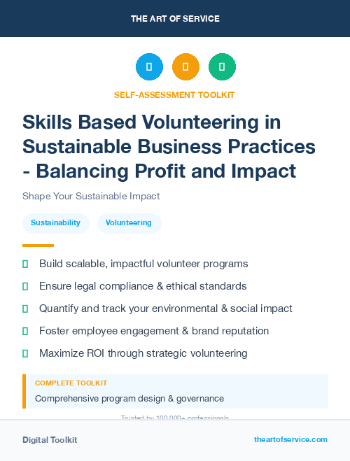 Skills Based Volunteering in Sustainable Business Practices - Balancing Profit and Impact