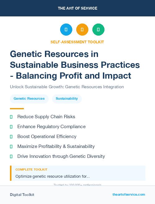 Genetic Resources in Sustainable Business Practices - Balancing Profit and Impact