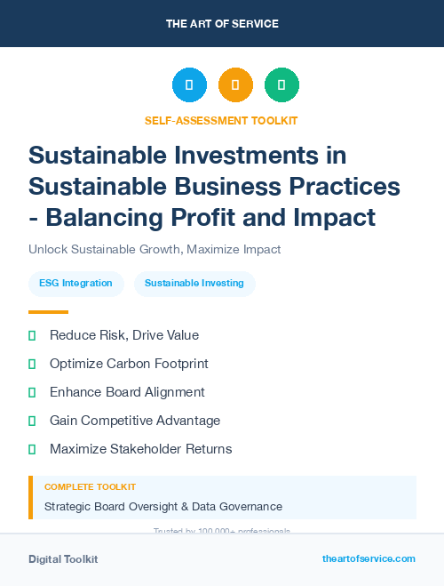 Sustainable Investments in Sustainable Business Practices - Balancing Profit and Impact