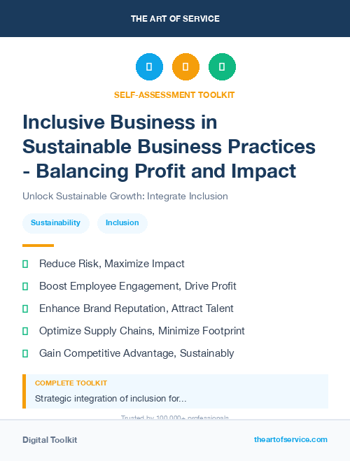 Inclusive Business in Sustainable Business Practices - Balancing Profit and Impact
