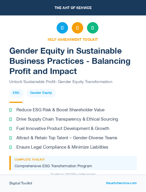 Gender Equity in Sustainable Business Practices - Balancing Profit and Impact