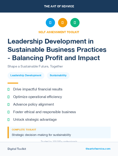 Leadership Development in Sustainable Business Practices - Balancing Profit and Impact