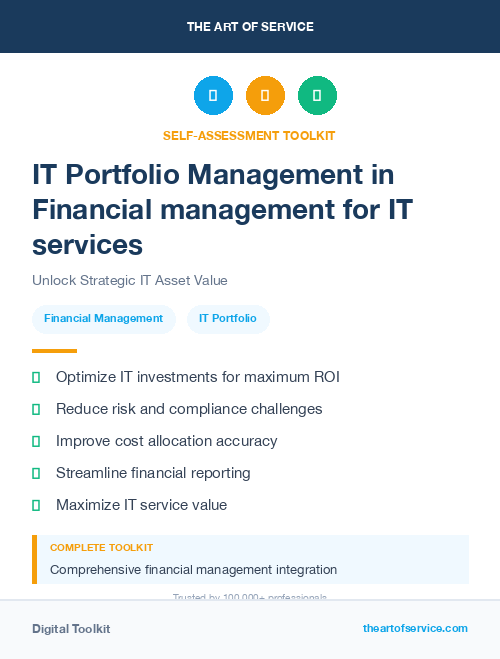 IT Portfolio Management in Financial management for IT services