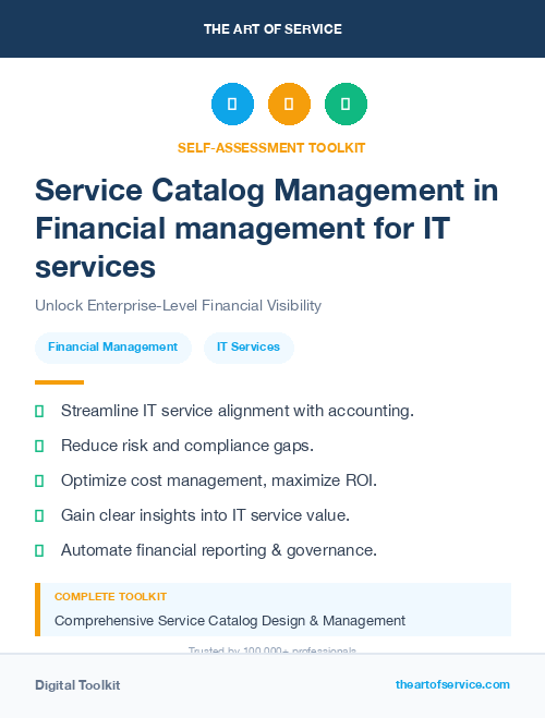 Service Catalog Management in Financial management for IT services