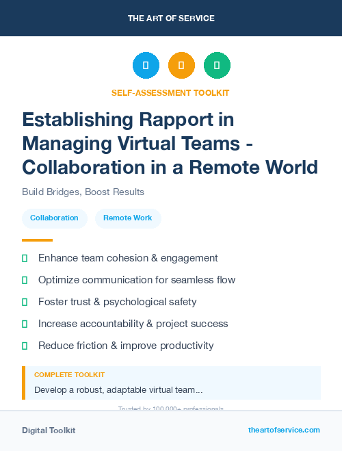 Establishing Rapport in Managing Virtual Teams - Collaboration in a Remote World