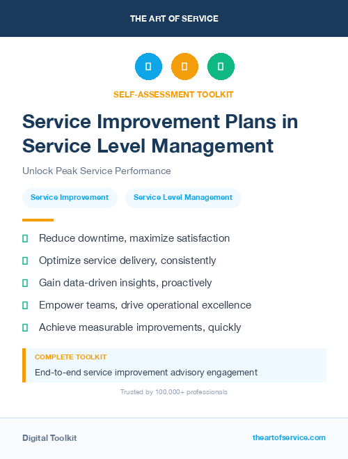 Service Improvement Plans in Service Level Management