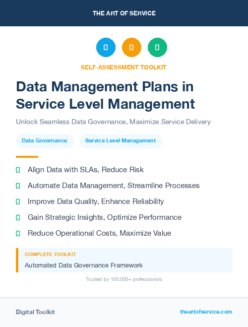 Data Management Plans in Service Level Management