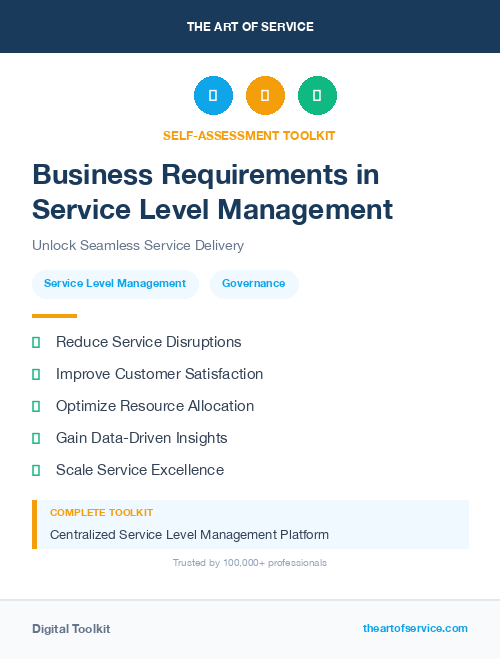 Business Requirements in Service Level Management