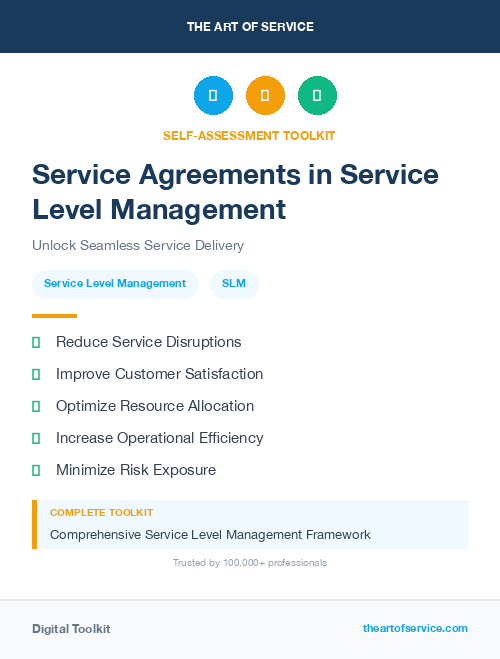 Service Agreements in Service Level Management