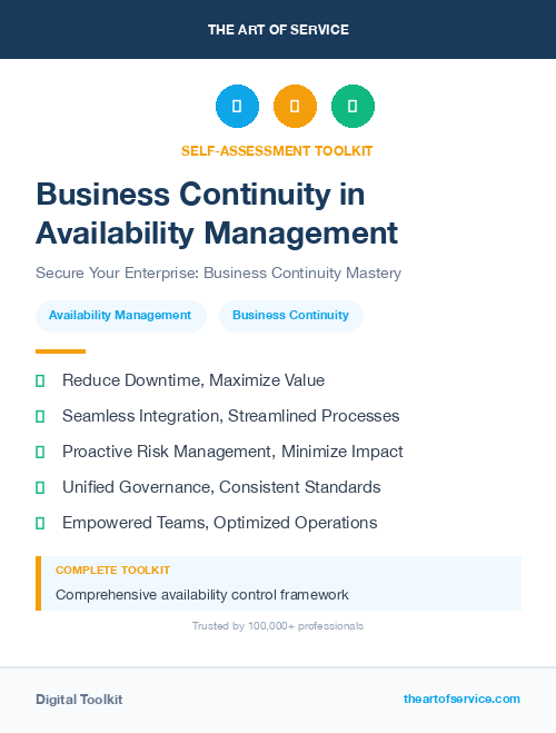Business Continuity in Availability Management
