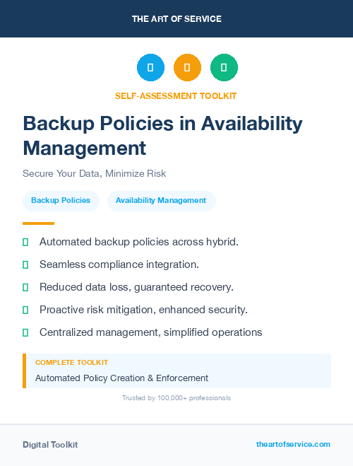 Backup Policies in Availability Management