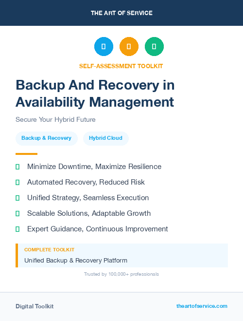 Backup And Recovery in Availability Management