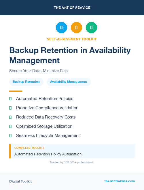Backup Retention in Availability Management