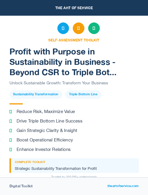Profit with Purpose in Sustainability in Business - Beyond CSR to Triple Bottom Line