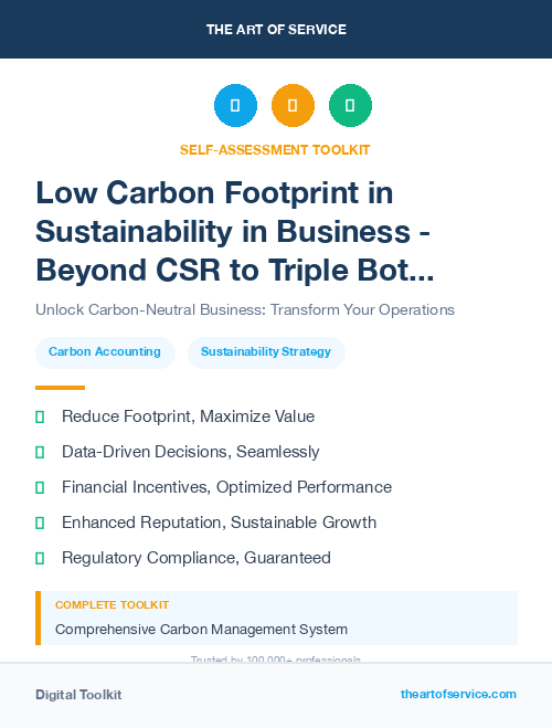 Low Carbon Footprint in Sustainability in Business - Beyond CSR to Triple Bottom Line