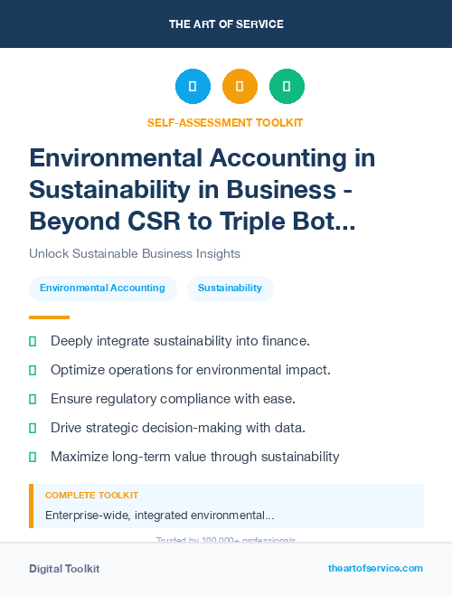 Environmental Accounting in Sustainability in Business - Beyond CSR to Triple Bottom Line