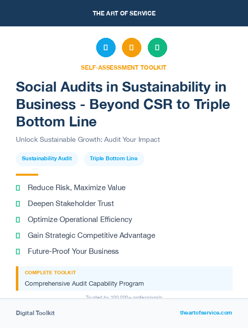 Social Audits in Sustainability in Business - Beyond CSR to Triple Bottom Line