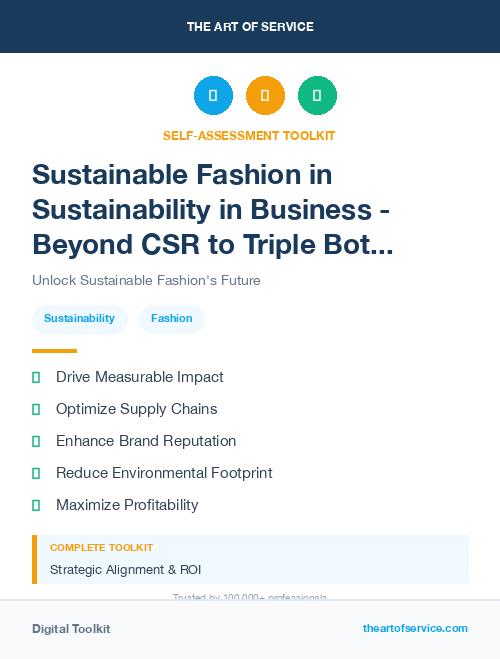 Sustainable Fashion in Sustainability in Business - Beyond CSR to Triple Bottom Line