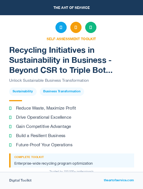 Recycling Initiatives in Sustainability in Business - Beyond CSR to Triple Bottom Line