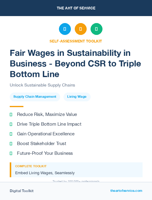 Fair Wages in Sustainability in Business - Beyond CSR to Triple Bottom Line