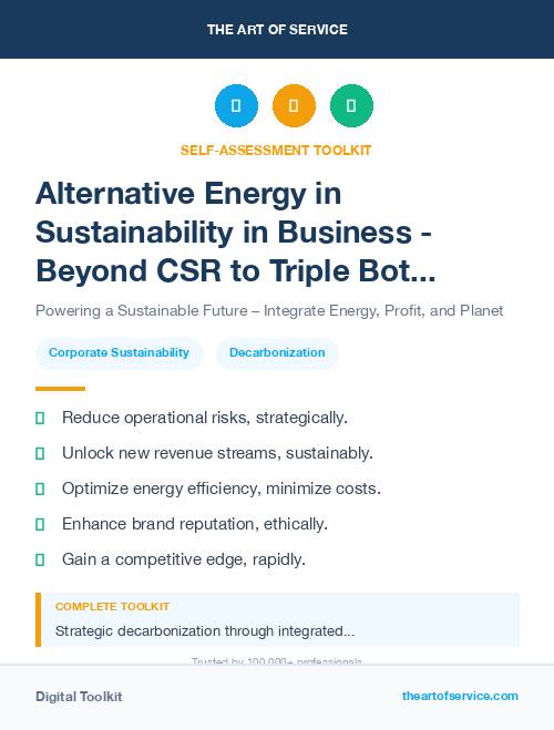 Alternative Energy in Sustainability in Business - Beyond CSR to Triple Bottom Line